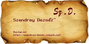 Szendrey Dezső névjegykártya